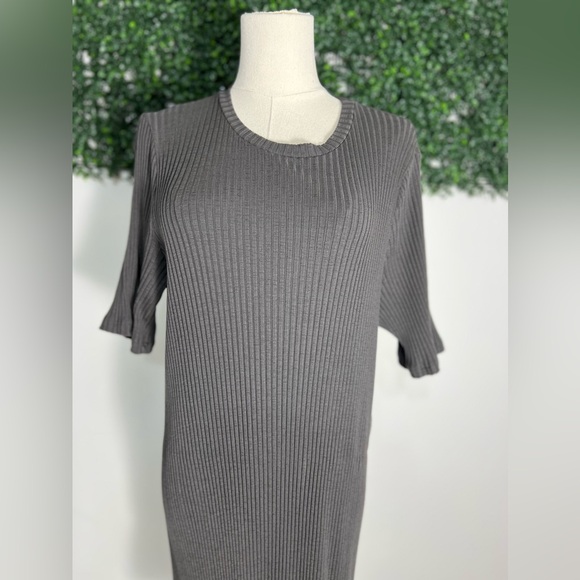 Eileen Fisher Sweater Dress Womens Gray Ribbed Stretch Lagenlook Size XL NWOT - Picture 2 of 11